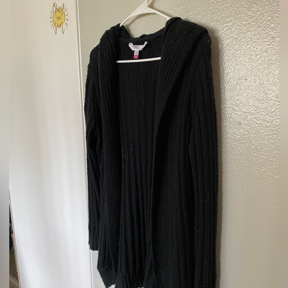 black flowing cardigan